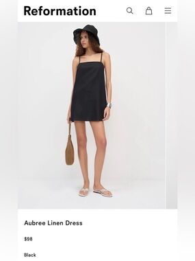 Reformation Aubree Linen Dress in Black